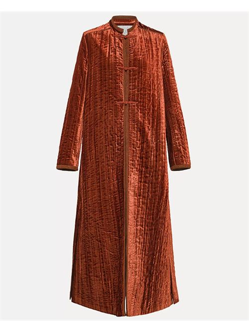 QUILTED PLEATED VELVET COAT FORTE_FORTE | 13260 my coatF46M.3015 saffron